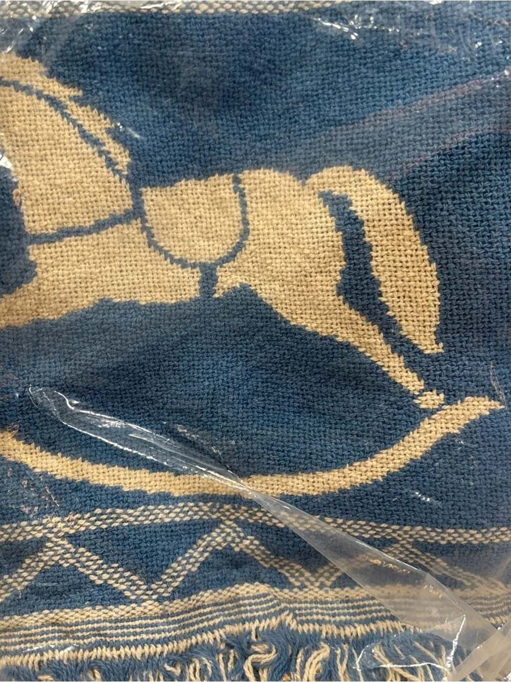 NEW Vintage Fieldcrest Loom Woven Throw Blanket Blue & White 50